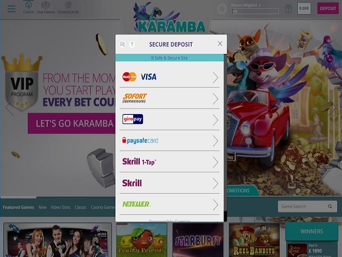 karamba casino login